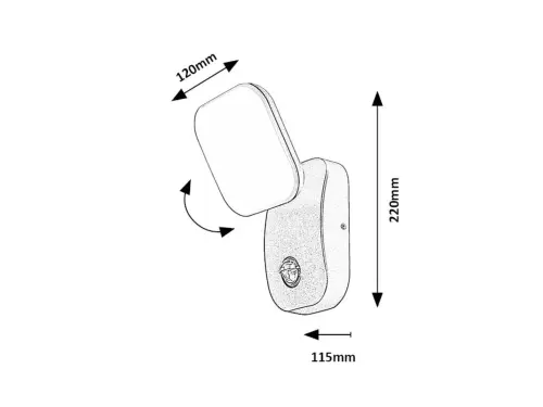 Záhradné svietidlo Rabalux 77058 LED 12W 850lm 3000K 230V IP44,senzor